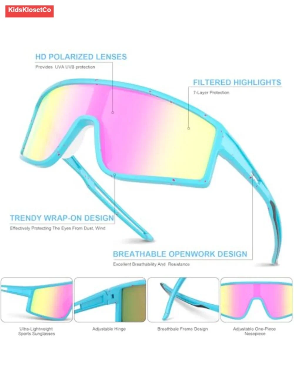 3 Pack Kids Sports Polarized Sunglasses UV Protection Baseball Cycling Running